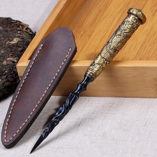 Steel Knife Vintage Creative Dragon Knife Handmade Forging Tea Needle Cutter Tea Accessories Pry Puer Tool Crafts Decoration