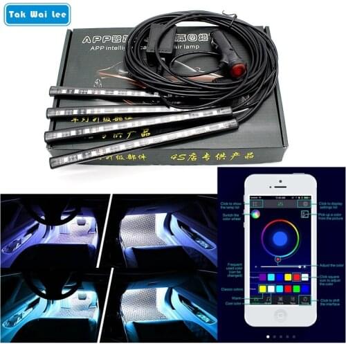 Tak Wai Lee 4X Cell Phone APP Control LED Atmosphere RGB Strip Light Car Music 16 Million Colors Acoustic Source Interior Lamp