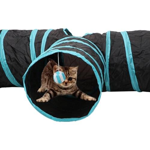 Funny Pet Cat Tunnel 2 Colors Kitten Toys Foldable Storage 3 Holes Play Tubes Balls Pet Supplies Tunnel Tubes
