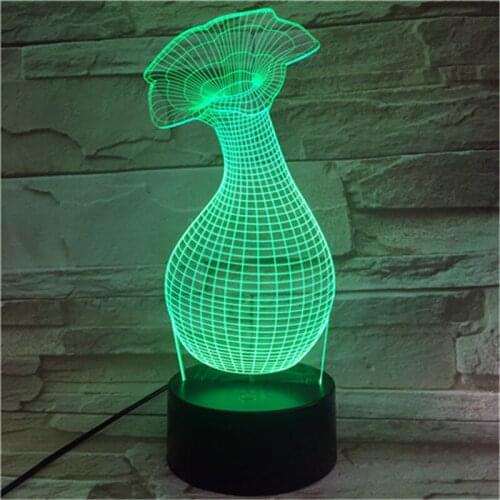 Vase 3D Stereo Illusion Lamp 7 Color Change Acrylic Small Night Light USB Remote Touch Switch Bedroom Decoration Lamp 594