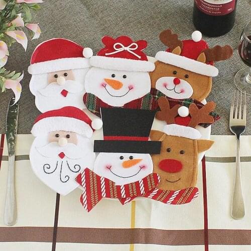 Merry Christmas Knife Fork Cutlery Bag Set Natal Christmas Decorations for Home 2021 New Year Eve Xmas Party Decoration