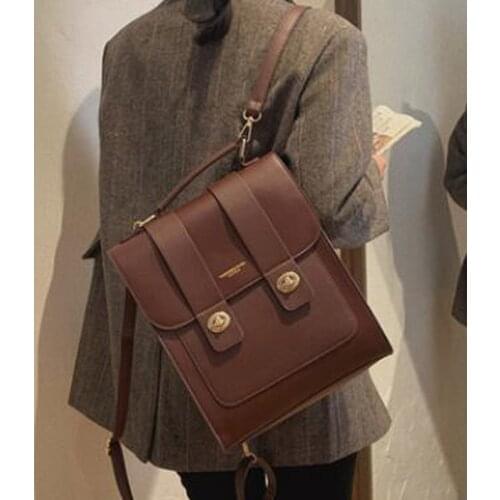 New Vintage Brand Woman Backpack High Quality PU Leather School Bags For Teenage Girls Fashion Soft Ladies Double Shoulder Bags