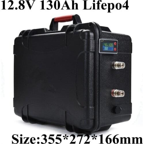Waterproof 12V 130AH Lifepo4 battery BMS for 1000W boat machine inverter Emergency Power Supply Tricycle + 10A Charger USB port