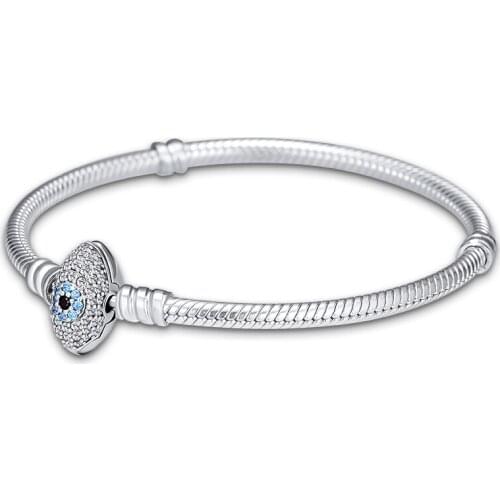 CKK Evil Eye Clasp Bracelet femme 925 Sterling Silver Snake Chain Charms Bangles Bracelets for Women Fashion Jewelry pulsera
