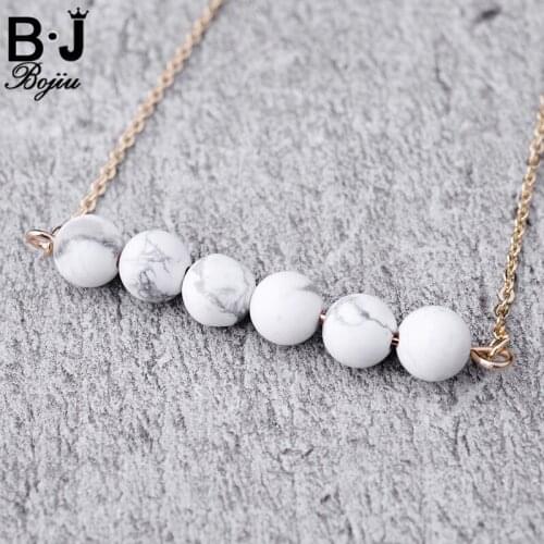 BOJIU Choker Necklace Women Exquisite Trendy Girl Natural Stone Pendant Chokers Necklaces With Copper Chain NKS016