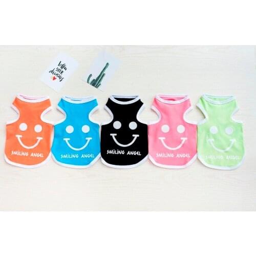 Smile Pattern Pet Vest Breathable Summer Cotton Sleeveless T-Shirt Small Dog Cat Clothes Free Shipping Drop Ship