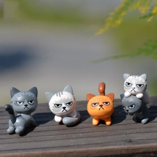 ZOCDOU 3 Pieces Angry Cat Unhappy Kitty Small Statue Mini Figurine Crafts Ornament Miniatures Play House Car Desk DIY Toy Decor