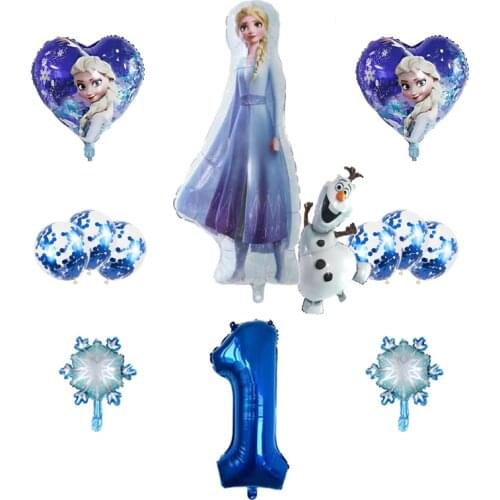 12pcs Big Frozen Elsa Olaf Foil Balloons 32inch Blue Number Balls Birthday Party Decorations Baby shower Air Golos Kid Love toy
