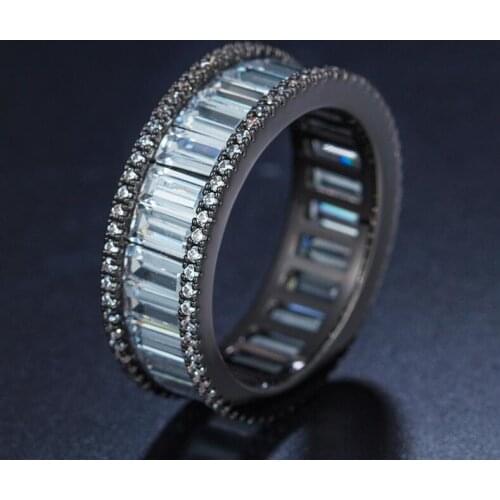 2017 New Arrival Top Selling High quality Classic Jewelry 10kt Black Gold Filled 5A White CZ Zirconia Princess Cut Wedding Ring