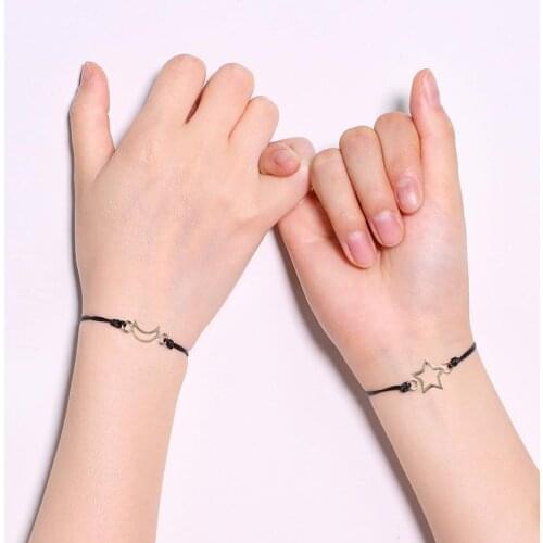 3pcs Star Moon Sun Shape Good Friend Bracelets Handmade Rope Chain Friendship Bracelets For Women Girls Jewelry Gift