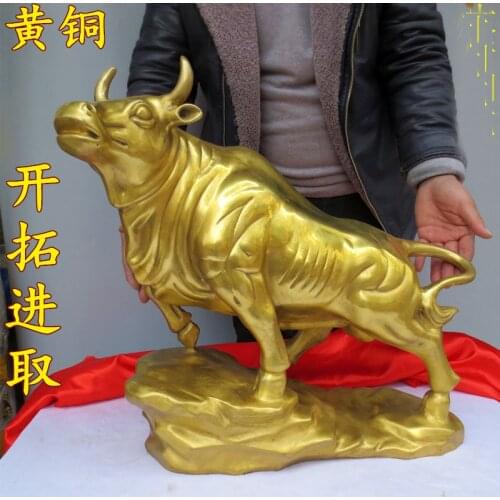 52cm Large Huge Asia HOME SHOP Company bring wealth good luck Business money Success golden bull stock bull market mascot statue