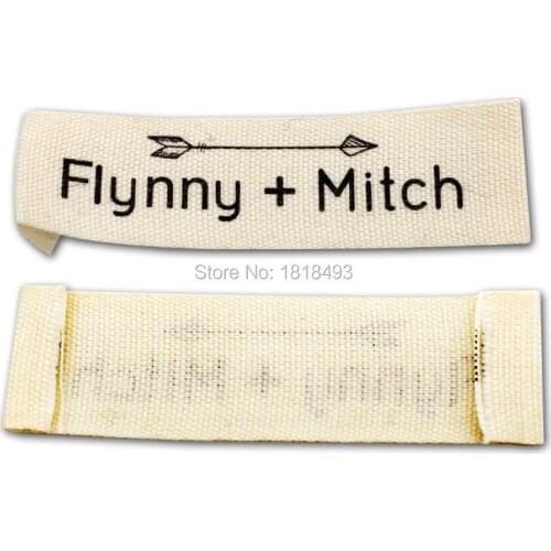 Free shipping customized clothing printed cotton labels with cut and end fold/garment printed labels/main label/collar labels
