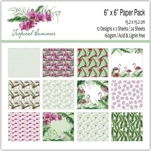 DIY Flamingo Scrapbooking paper pack of 24sheets handmade craft paper craft Background pad
