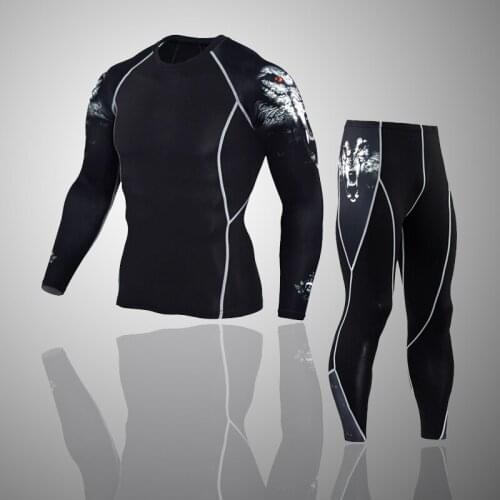 Quick Dry Mens Running Sets 2 pieces/sets Compression Sports Suits Men Basketball Tights Clothes Gym Fitness Jogging Sportswear