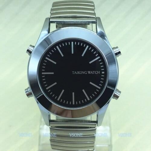 Black Color German Talking Watch for Blind People or Visually Impaired with Alarm Quartz Watchle