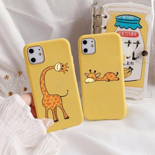 Yellow Giraffe Phone Case For iPhone 11 12 Pro Max Soft Silicone Cover For iPhone 7 8 6s Plus SE 2 X XS Max XR Cute Cartoon Case