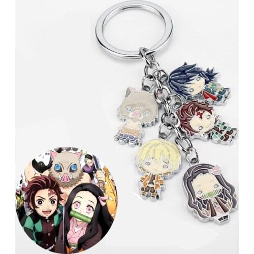 Demon Slayer Keychain Kimetsu No Yaiba Tanjirou Nezuko Agatsuma Zenitsu Figure Pendant Keyring Cosplay Key Chain Jewelry Gift