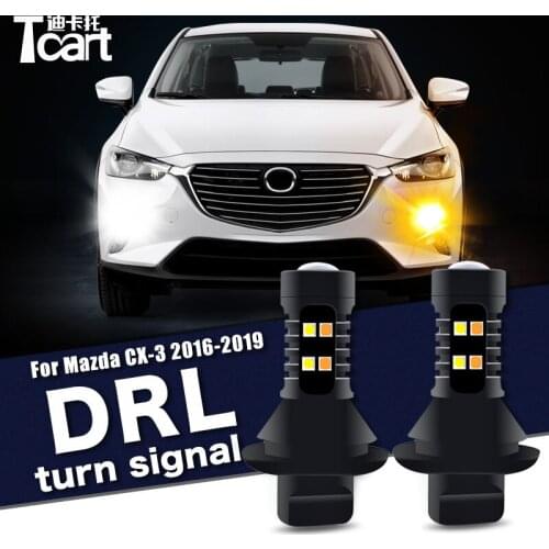 For Mazda CX3 CX-3 (DK) 2015 2016 2017 2018 2019 2020 Car accessories 2pcs Led Daytime Running Light turn drl 2in1
