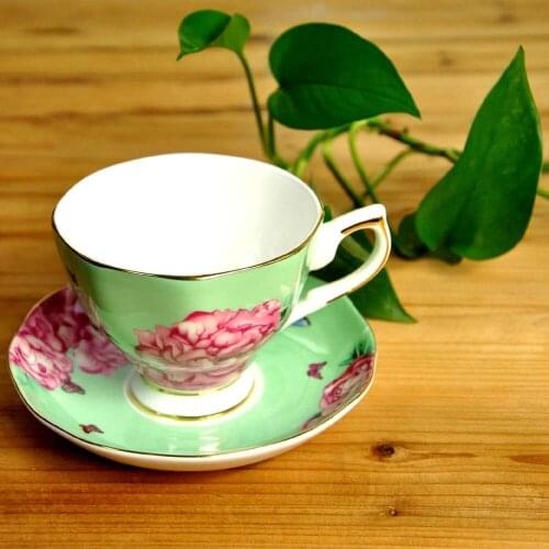 Elegant bone china coffee cup and saucer,afternoon tea set,porcelain ceramics,for Puer/black/fruit/flower tea,peony,good gift