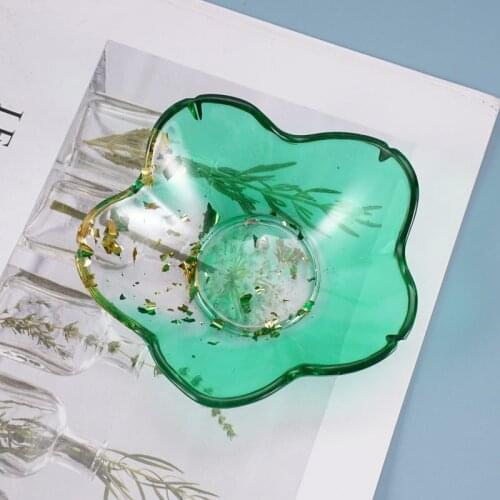 Flower Bowl Plate Resin Mold for DIY Craft Art Silicone Mould Home Decoration Handmade Tools for Resin Jewelry Storage Mirror