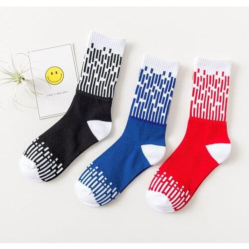Harajuku Mid Tube Socks Women Street Hip Hop Trend Sock Solid Color Stitching Vertical Stripes European Retro Mens