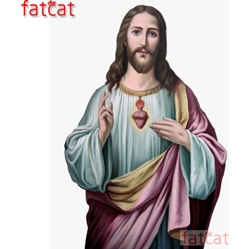 FATCAT Religious Jesus diy 5d diamond painting cross stitch full square round diamond embroidery sale wall decoration AE3136