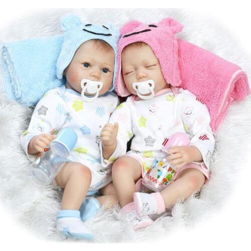 Kawaii 22inch Twins Baby Doll Silicone Reborn Doll 55CM BeBe Reborn Lifelike Realistic Doll For Kids Birthday Gift Brinquedos