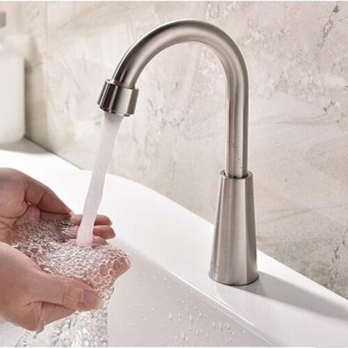 Kitchen 304 stainless steel single cold faucet wash a toilet single hole can be rotated touch switch faucet a faucet