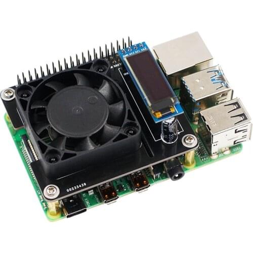 Raspberry Pi 4 Cooling Fan Intelligent Speed Control Expansion Board RGB Cooling HAT with OLED Display for Raspberry Pi 3B+/3B