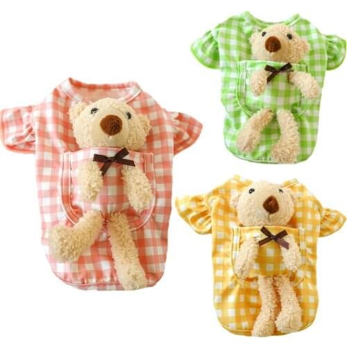Summer Pet Clothes Cute Bear Dog Shirts Costume Flying Sleeve Soft Pet Colthes Boy Girl for Small Medium Large Dogs Outfits