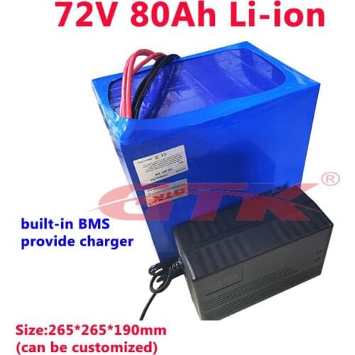 GTK High capacity 72V 80Ah li-ion Power battery pack for Electric Bike scooter large motorcycle + 84v 10A Charger