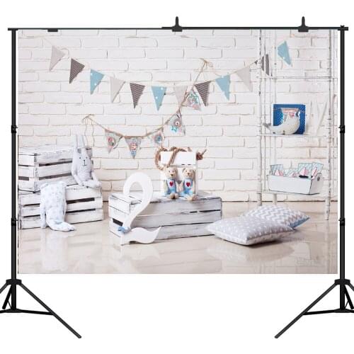 Lyavshi Brick Wall Baby 2d Birthday Party photography backdrops Flag Pillow Child Portrait Interior Photo Backgrounds