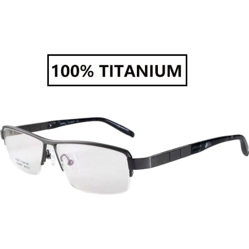 Mens optical spectacle glasses frames half rim titanium black/grey/brown