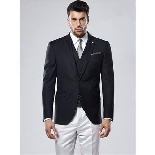 Business Bridegroom Groom Men Suit Tuxedos Slim Fit Formal Party Evening Groomsman Mens suits 3 piece set (jacket+pants+vest)