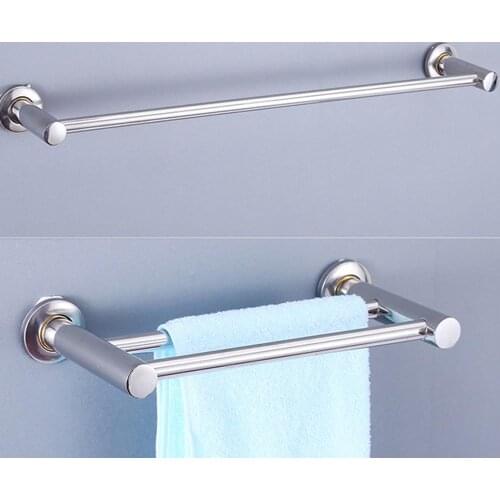 Wall-mounted towel rack stainless steel lengthened single rod European style towel rack for hotel bathroom household towel rack