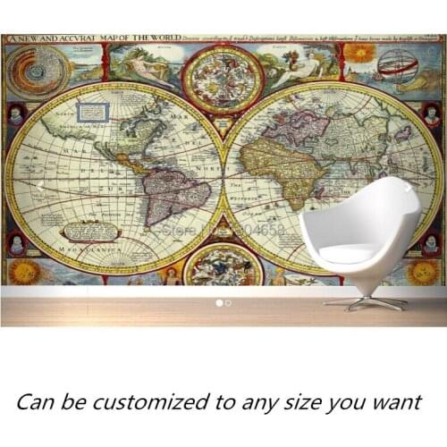 Free shipping custom 3D 17th Century Historical Map modern mural Wall Mural television sofa bedroom wall wallpaper