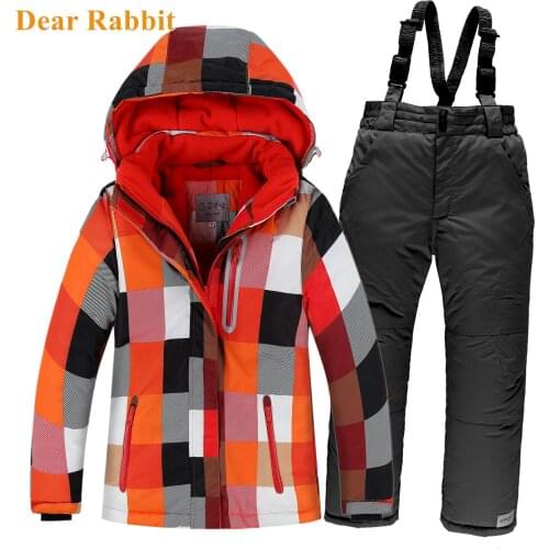 -30 New 2020 Russia Winter Children Boy Ski Suit Waterproof Girl Jacket Overalls Snowsuit 3-16 Years Kid Teenage Parka Snow Suit