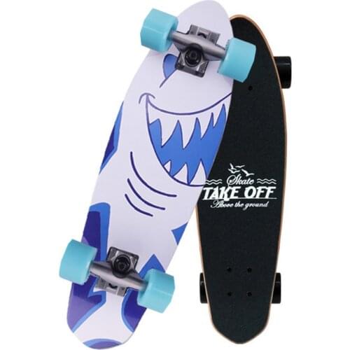 2021 New Fish Shape Road Skateboard Beginer Single Kicktail Cruiser Rocker Teenager Adult Skating Street Board Maple 4 Wheels