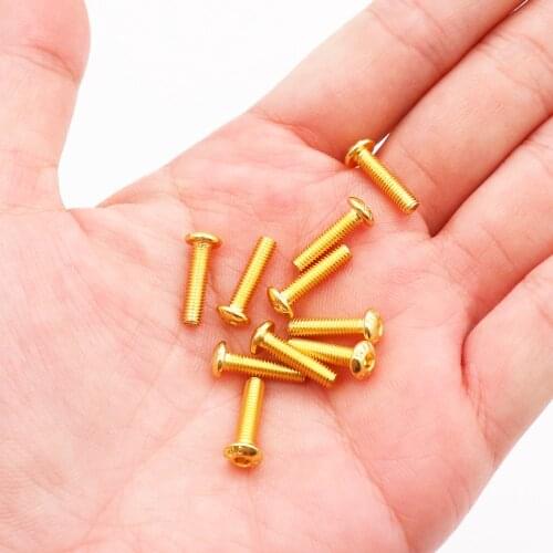 10Pcs iso7380 half round Alloy steel Titanium plated Gold Hex Screw M2 M2.5 M3 M4 M5 titanium plating gloden button head Screw