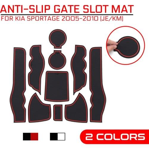 10pcs Anti-Slip Gate Slot Mat Rubber for KIA Sportage 2005 2006 2007 2008 2009 2010 JE KM Coaster Accessories Car Stickers