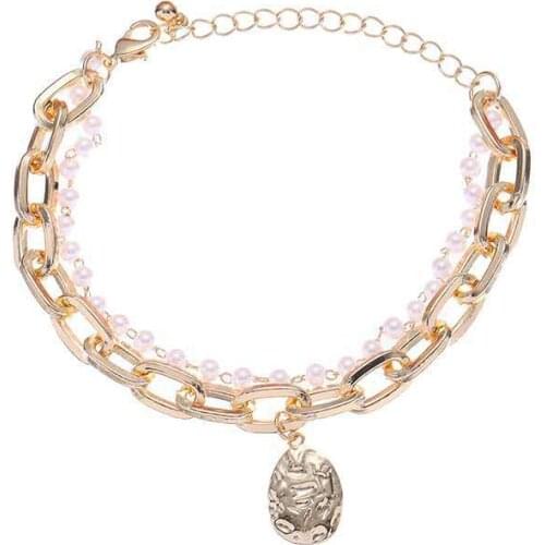 Raza Ins Niche Temperament High-End Pearl Chain Bracelet Personality Retro Double-Layer Light Luxury Jewelry Women