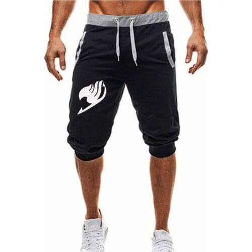 Men calf-length shorts Fitness bodybuilding fairy tail print casual Joggers workout sports short pants sweatpants sportswear