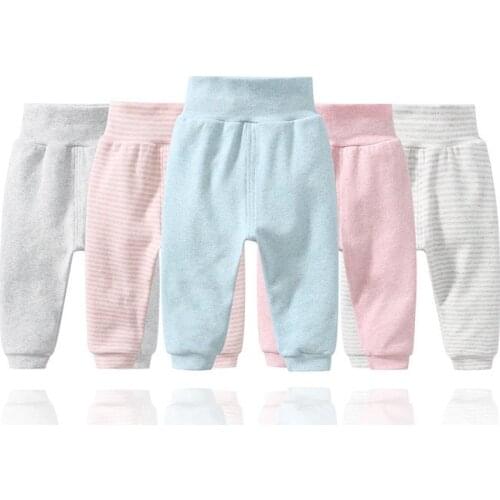 Spring Autumn Newborn Baby Pants For Boys Cotton Infant Trousers Home High Waist Pants For Girls Crawlers Baby Stuff 2021 New