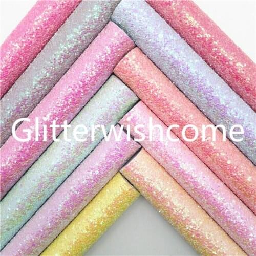 Glitterwishcome 21X29CM A4 Size Synthetic Leather, Chunky Glitter Leather, Faux Leather fabric Vinyl for Bows, GM776B