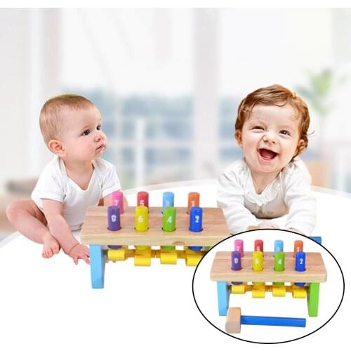 Montessori Children Wooden Hammering Bench With Mallet for 1 Year Old Early Toy Toddler Preschool Creative Presents