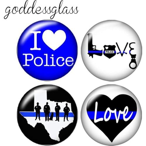 I love police 10pcs 12mm/18mm/20mm/25mm Round photo glass cabochon demo flat back Making findings ZB0429