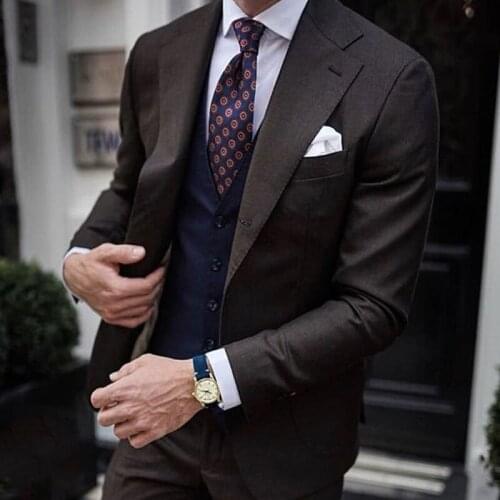 Dark Brown Men Suits Set Slim Fit for Dinner Party Business Wedding Tuxedo 3 Piece Groom Fashion Costume Jacket Vest with Pants