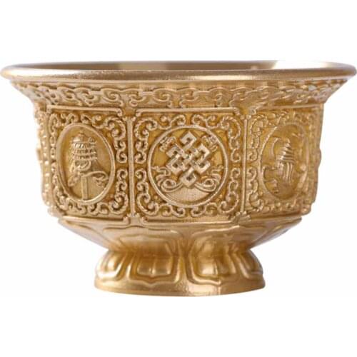 Tibetan Buddhist Supplies Copper Eight Auspicious Symbol Nepal Craft Cups/Bowls Temple Putting Decoration 1pc