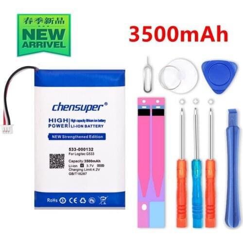 Top Brand 100% New 3500mAh 533-000132 Battery for Logitech G533 G933 Batteries + free gfit