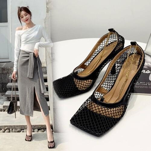 Women Heels Female Thin Heel Women Pumps Fashion Air Mesh Party Autumn Winter Wedding Shoes Women Shoes New Arrival 2019